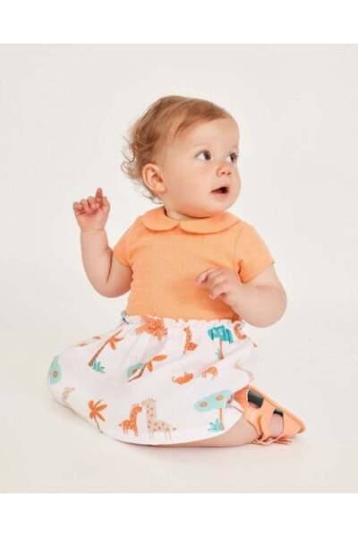 Tuc Tuc Baby Girl Snap Fastener Woven Dress 6-18 Months Orange