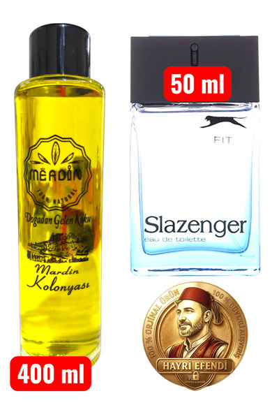 HayriEfendi Slazenger EDT Parfüm MAVİ + MARDİN KOLONYASI 2 LI SET