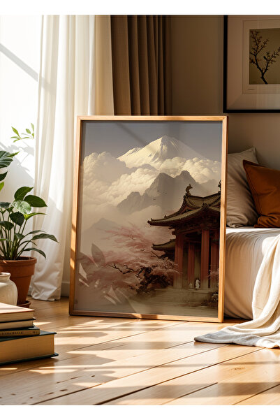 Creatick Design Doğal Ahşap Çerçeveli Modern Japon Tabloları: Japandi Tarzı M...