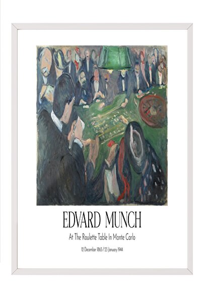 Postifull Edvard Munch - Za stolom za rulet u Monte Karlu, slika u belom okvi...
