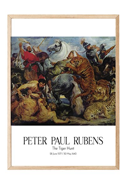Postifull Peter Paul Rubens - Lov na tigra, slika u drvenom okviru, umetnička...