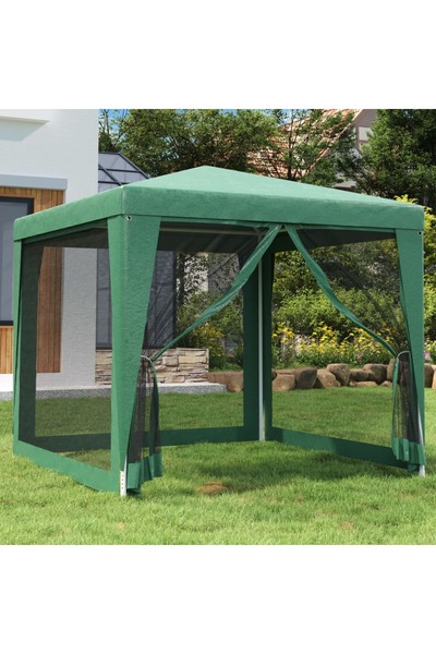 vidaxl Cort de petrecere cu 4 peret›i din plasă, verde, 2,5x2,5 m, HDPE