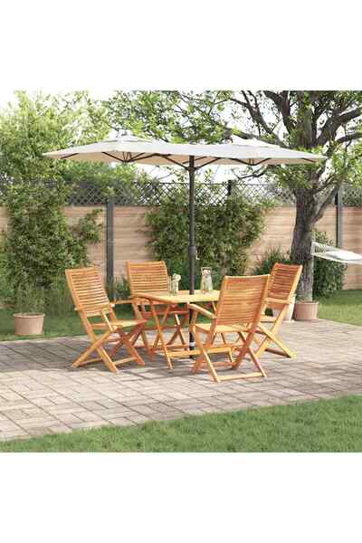 vidaxl Set de masa pentru gradina 5 pcs Maro Lemn Solid de Acacia
