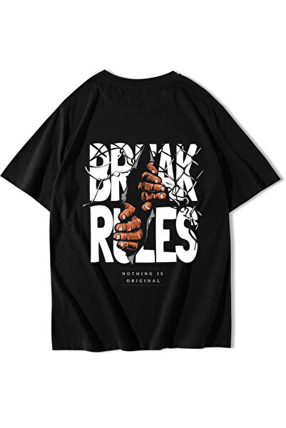 BRZ COLLECTION Tricou Unisex Oversize Break Rules Negru