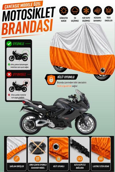 Cemku Twin غطاء محرك علوي رمادي - سفلي برتقالي متوافق مع BMW F 800 GT، غير مت...