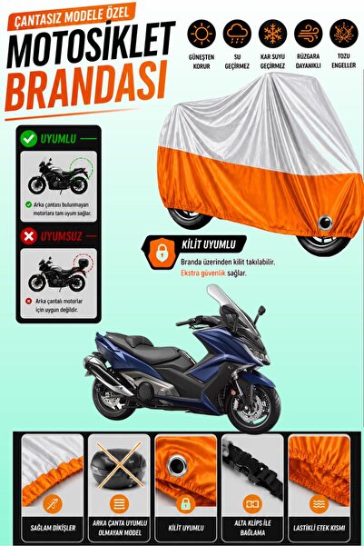 Cemku Twin غطاء محرك متوافق مع Kymco Ak 550 باللون الرمادي من الأعلى والبرتقا...