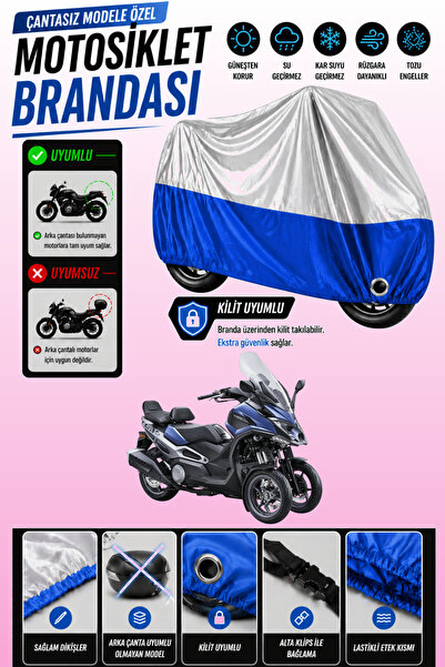 Cemku Twin غطاء محرك متوافق مع Kymco CV3 باللون الرمادي من الأعلى والأزرق من ...