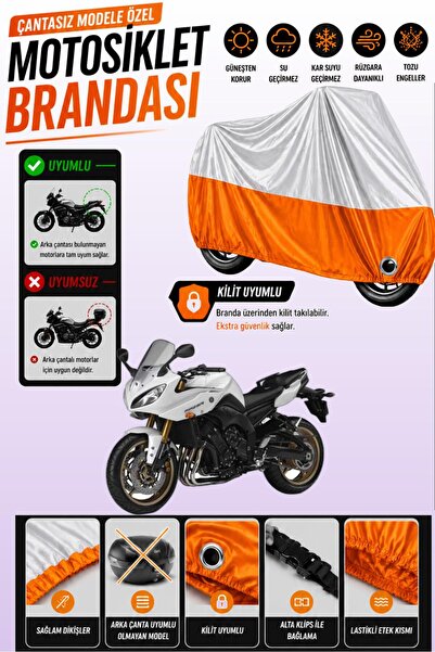 Cemku Twin Top Gray - Bottom Orange Yamaha Fazer 8 Abs Compatible Engine Cove...