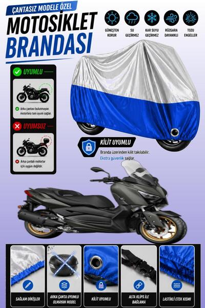Cemku Twin غطاء محرك ياماها X-Max 250 Tech Max باللون الرمادي من الأعلى والأز...