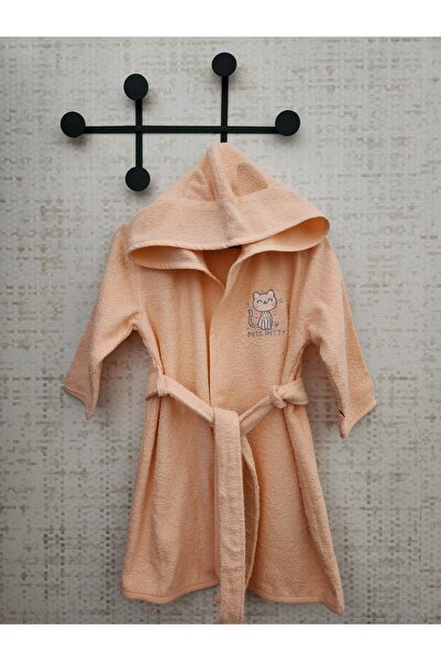 BRC Collection Kız Çocuk Kapüşonlu Bornoz Yavruağzı Renk