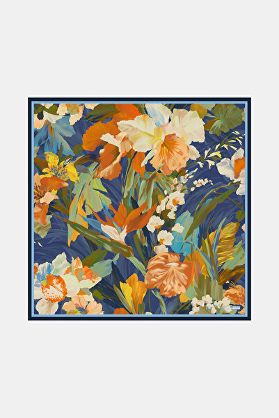 Vakko ÇİÇEK DESENLİ TWILL İPEK EŞARP