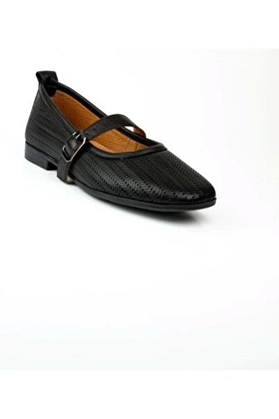 Moda Arena 57 Leather Strap Braided Women's Ballerinas