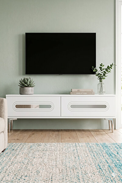 YUMEDİ DESİGN TSA1220BS - ETHEMA TV STAND , TV SEHPASI 120CM BEYAZ-SİLVER