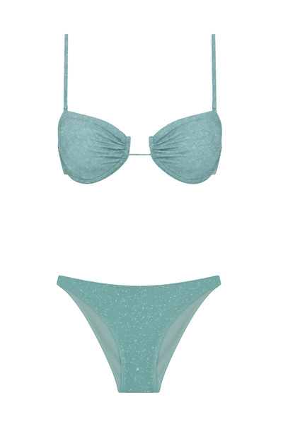 Normaillot Parıltılı Büzgülü Balenli Bikini