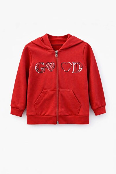 Peri Masalı Kız Çocuk Good Baskı Kapşonlu Ceket 1-4 Yaş MÜRDÜM