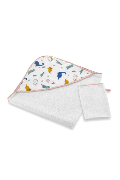 Babyjem Towel and bath glove set 72x72 cm (Model: Dino)