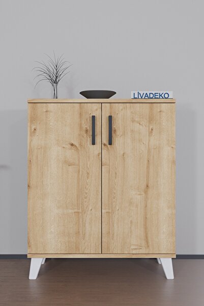 Livadeko Minimalist Ayakkabılık Dolap 4 Raflı | 2 Kapaklı Çok Amaçlı Dolap Ay...