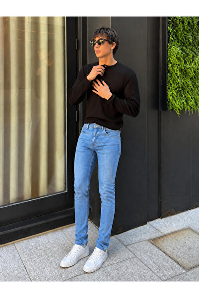 hacker Men's Trend Comfort Basic Slim Fit Blue Jeans