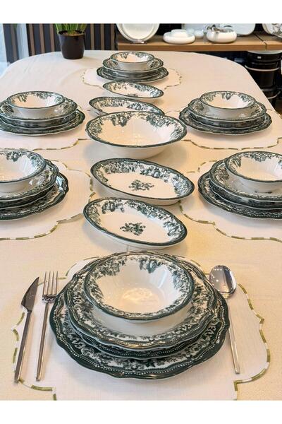 Onedekor 29 Parça 6 Kişilik Porselen Yemek Takımı Velour Green