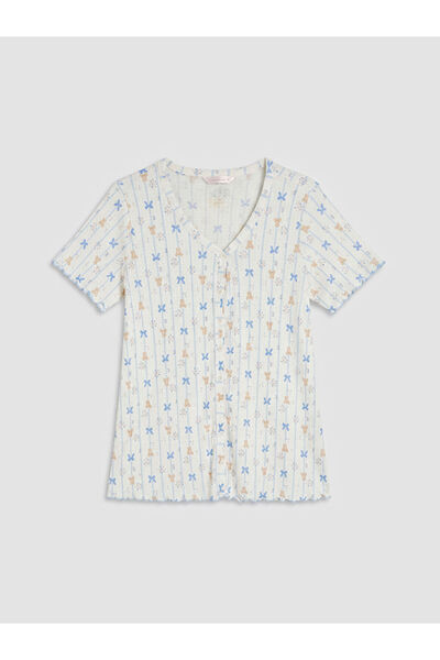LC Waikiki V-Neck Printed Maternity Pajama Set