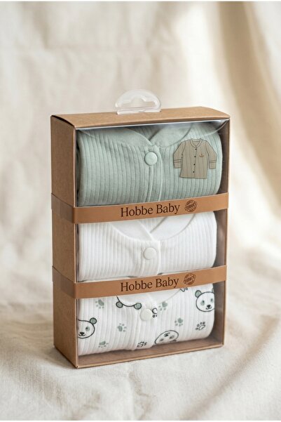 hobbe baby Bebek Çocuk Atlet/Body 3'lü Set %100 Pamuk 0-3 Ay