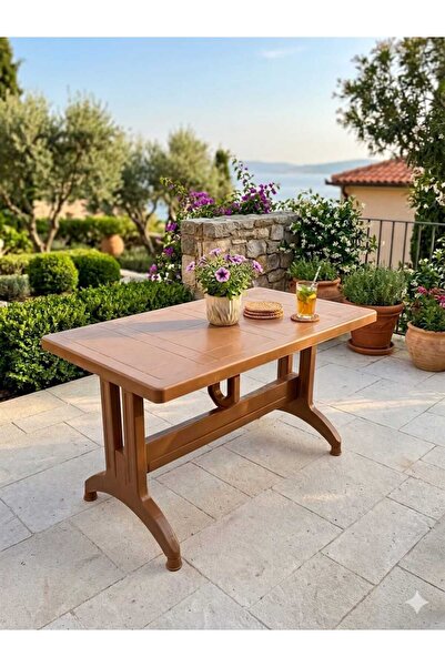 EVKO MOBİLYA Plastik 70x120 Masa, Plastik Masa, Bahçe Balkon Teras Masası, Ka...