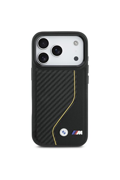 BMW M Carbon Line MagSafe Δερμάτινη Θήκη για iPhone 17 Pro Μαύρο/Κίτρινο