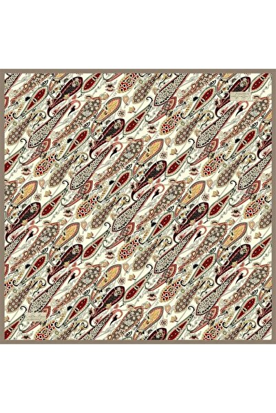 LA BOUTIQUE Sura Silk Scarf Mink Ethnic Pattern 2545 - 08