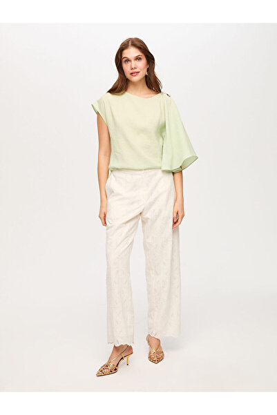 Faik Sönmez Wide Leg Fit Brode Nakış Detaylı Pantolon S26PNT009