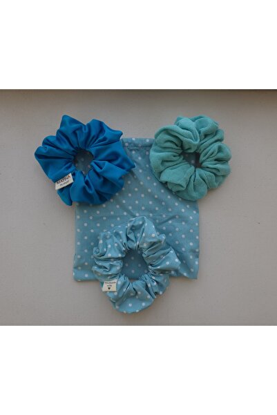 MATINA JUNE 3’lü Scrunchie toka seti. Büzgülü Kese ile.