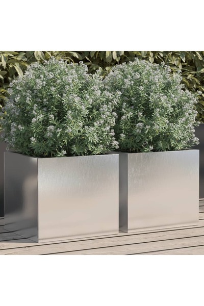 vidaxl Jardiniere, 2 buc., argintiu, 32x30x29 cm, otel inoxidabil