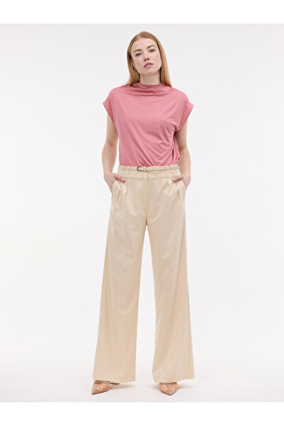 ORSAY Pantaloni de damă crem, cu picior larg și dungă.