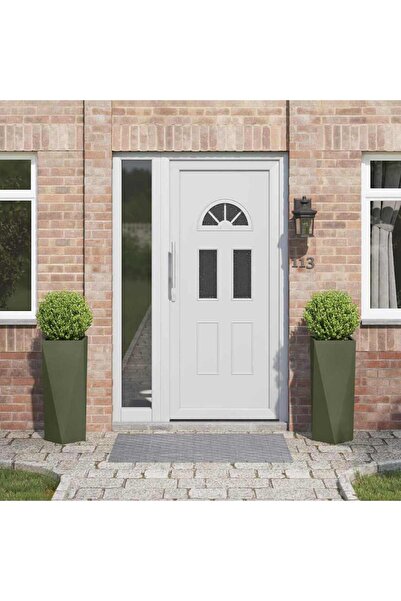 vidaxl Jardiniera 2 pcs Verde masliniu 30 x 30 x 75 cm Otel