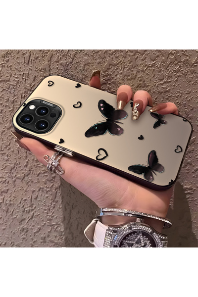 PATTERNOVA iPhone 14 Pro Max Uyumlu Nazarik Kelebek Desenli, Tam Kaplama Koru...