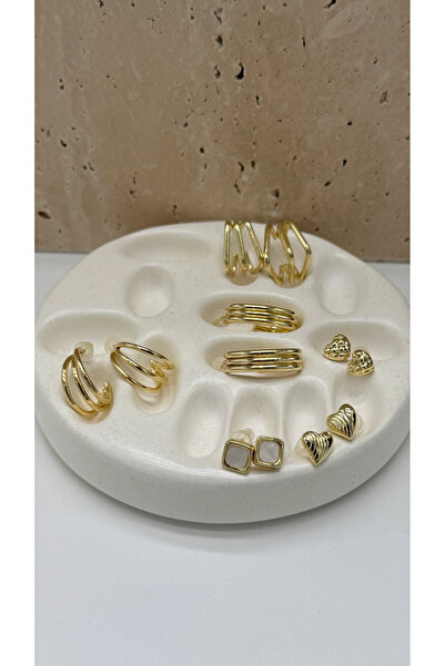 TAKIŞINA Çelik Gold Kare Küpe Seti - Gold