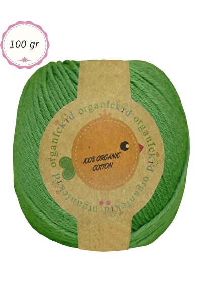 OrganicKid Organik Pamuk Amigurumi Punch 100 gr El Örgü İpi 776 Çimen Yeşili