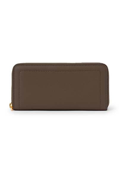 Triko Mısırlı Gray Zippered Leather Women's Wallet