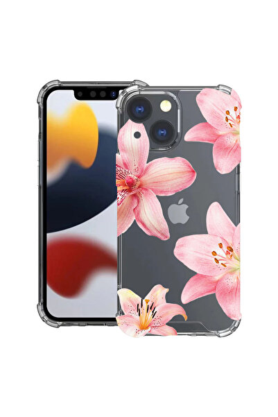 bestcase Противоударен калъф за Apple iPhone 14, Флорален - Елегантен розов л...