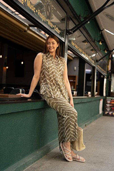 Butik Suat Zebra Desen Detaylı Vual Kadın Pantolon