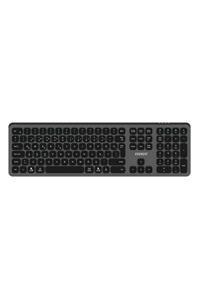 Everest KB-53 Gri/Siyah 2.4+BT1+BT2+BT3 Çoklu Cihaz Bağlantılı Q Kablosuz klavye