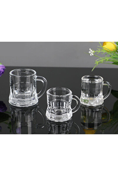 SNA 6 Lı Mini Bardak 55 ML Zemzem Shot Bardağı Kalın Taban Mini Kulplu Tasarı...