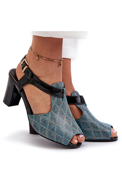 BOTO Women's Turquoise Faux Leather High Heel Sandals Queenmarie 41