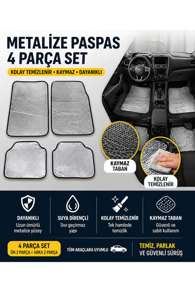 zifona METALİZE DEKOR PASPAS TAKIMI 4 parça kaymaz