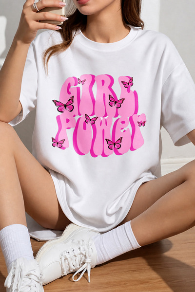 Velostra Ženska majica sa printom "Girl Power", udobna, velika, za svakodnevn...