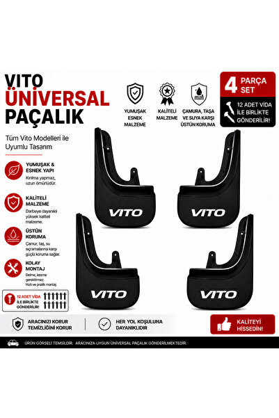 CarEste Mercedes Vito Uyumlu Üniversal Paçalık Seti 4 Parça Esnek Çamurluk Ko...