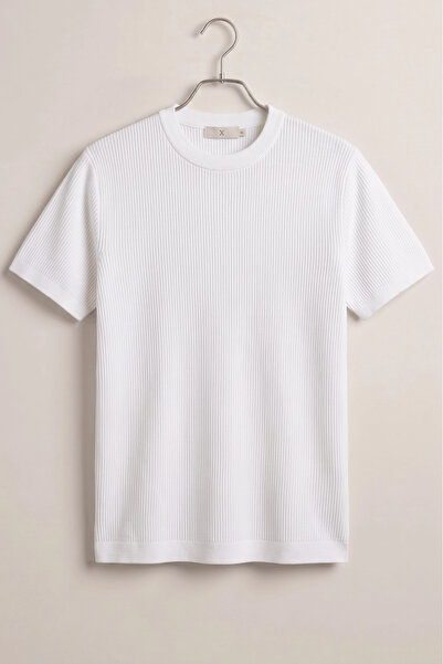 Edwox Men's Lycra Crew Neck T-Shirt White Cd179