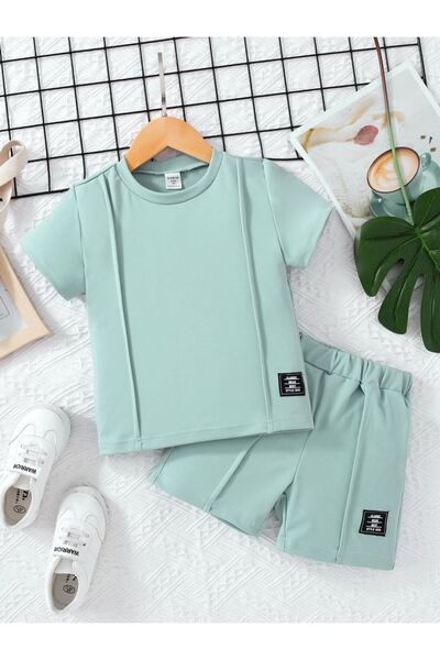 VESTIR BIEN Printed Summer Shorts T-Shirt Bottom-Top Children's Set Cotton