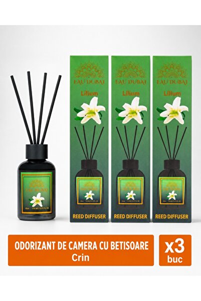 Eau Dubai Set 3x Difuzoare cu Parfum Aromatic pentru Camera, EAU DUBAI, Crin,...