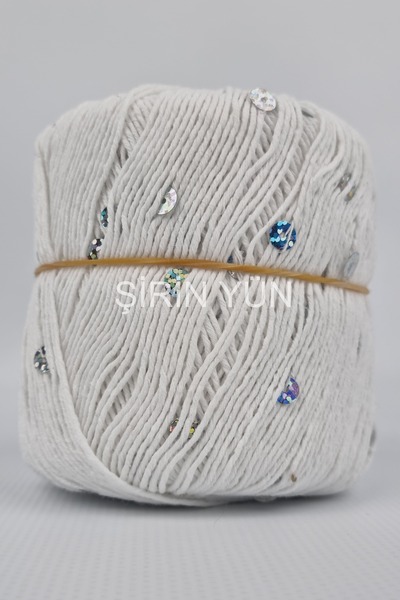 Şirin Yün Pullu Örgü İpi 50 Gram 100 Metre Beyaz 1306