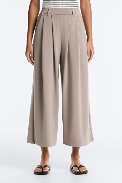 Oysho Modal kumaşlı, pilili, geniş paça crop pantolon